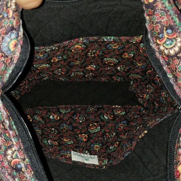 Vera Bradley Retired Collette Black Handbag / Purse (Fall 1995) - Picture 8 of 14